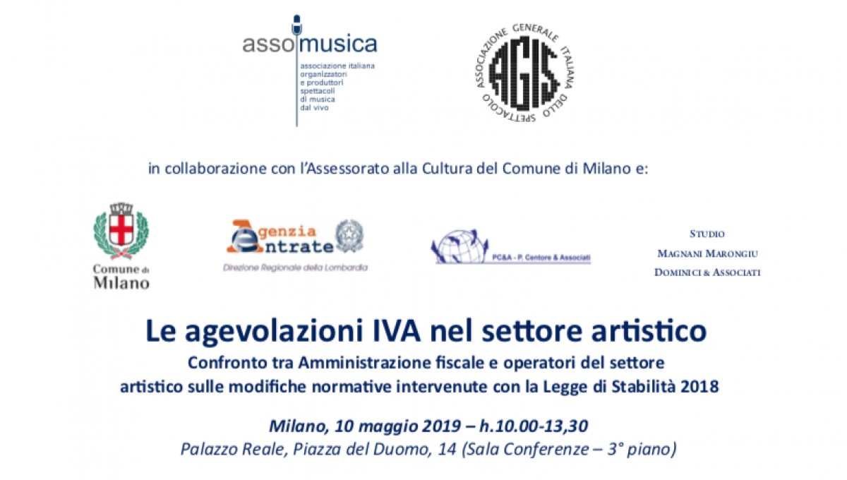 Convegno Le agevolazioni IVA nel settore artistico - 10 maggio, Palazzo Reale, Milano