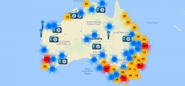 Australia, una mappa interattiva per i musicisti