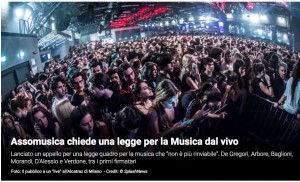 L’appello per la legge sulla musica dal vivo su Tv Sorrisi e canzoni