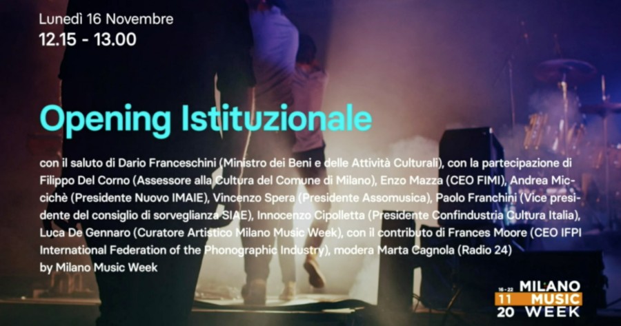 Opening istituzionale Milano Music Week - 16/11/2020 - Intervento Presidente Assomusica