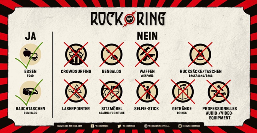 Il festival Rock am Ring vieta gli zaini